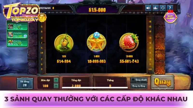 Mang đến 3 sảnh quay thưởng với các cấp độ khác nhau
