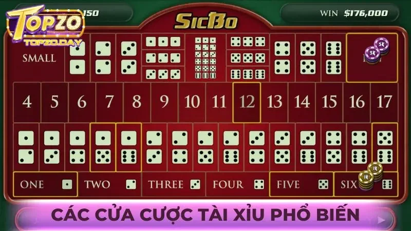 Các cửa cược Tài xỉu phổ biến