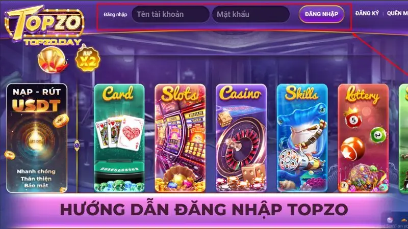Chi tiết các bước hướng dẫn người chơi đăng nhập Topzo