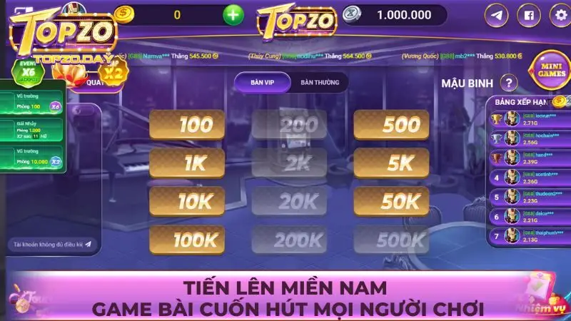 Tiến lên miền Nam - Game bài cuốn hút mọi người chơi