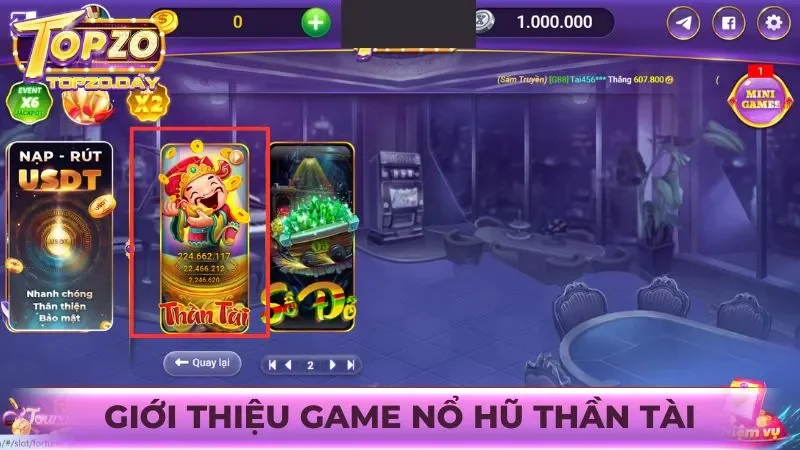 Giới thiệu về game slot Thần Tài tại Topzo