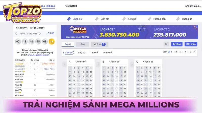 Tham gia kiếm thưởng tại sảnh Mega Millions