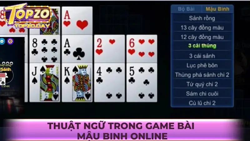 Mậu Binh: Đánh bài kiếm lời không giới hạn tại Topzo 2 Chi tiết các thuật ngữ trong game bài Mậu Binh online